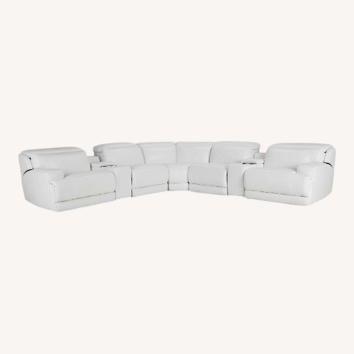 Used City Reign White Leather Sectional for sale on AptDeco