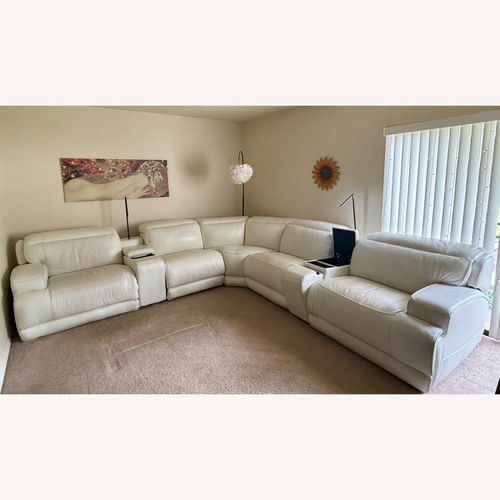 Used City Reign White Leather Sectional for sale on AptDeco
