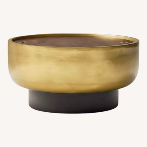 Used West Elm Drum Brown/Brass Storage Coffee Table for sale on AptDeco