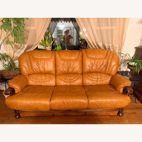 Used Light Brown Leather 3+ Seater Sofa for sale on AptDeco