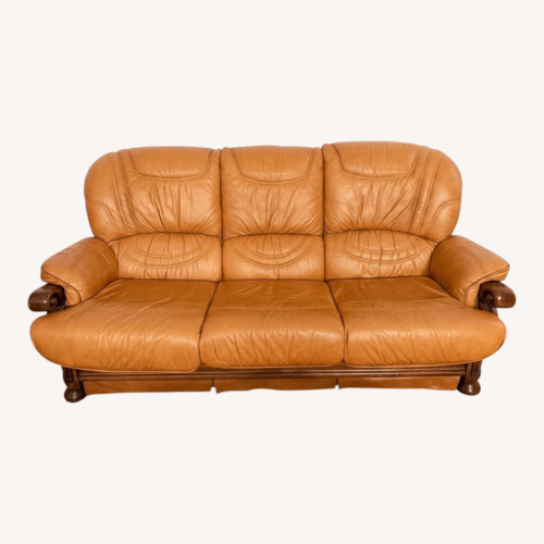 Used Light Brown Leather 3+ Seater Sofa for sale on AptDeco
