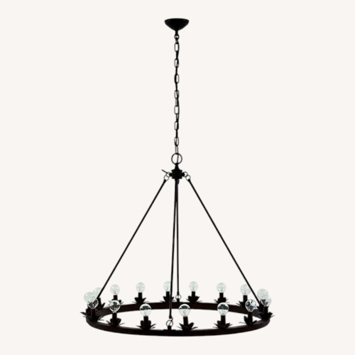 Used 15-light Black Metal Circular Ring Chandelier  for sale on AptDeco