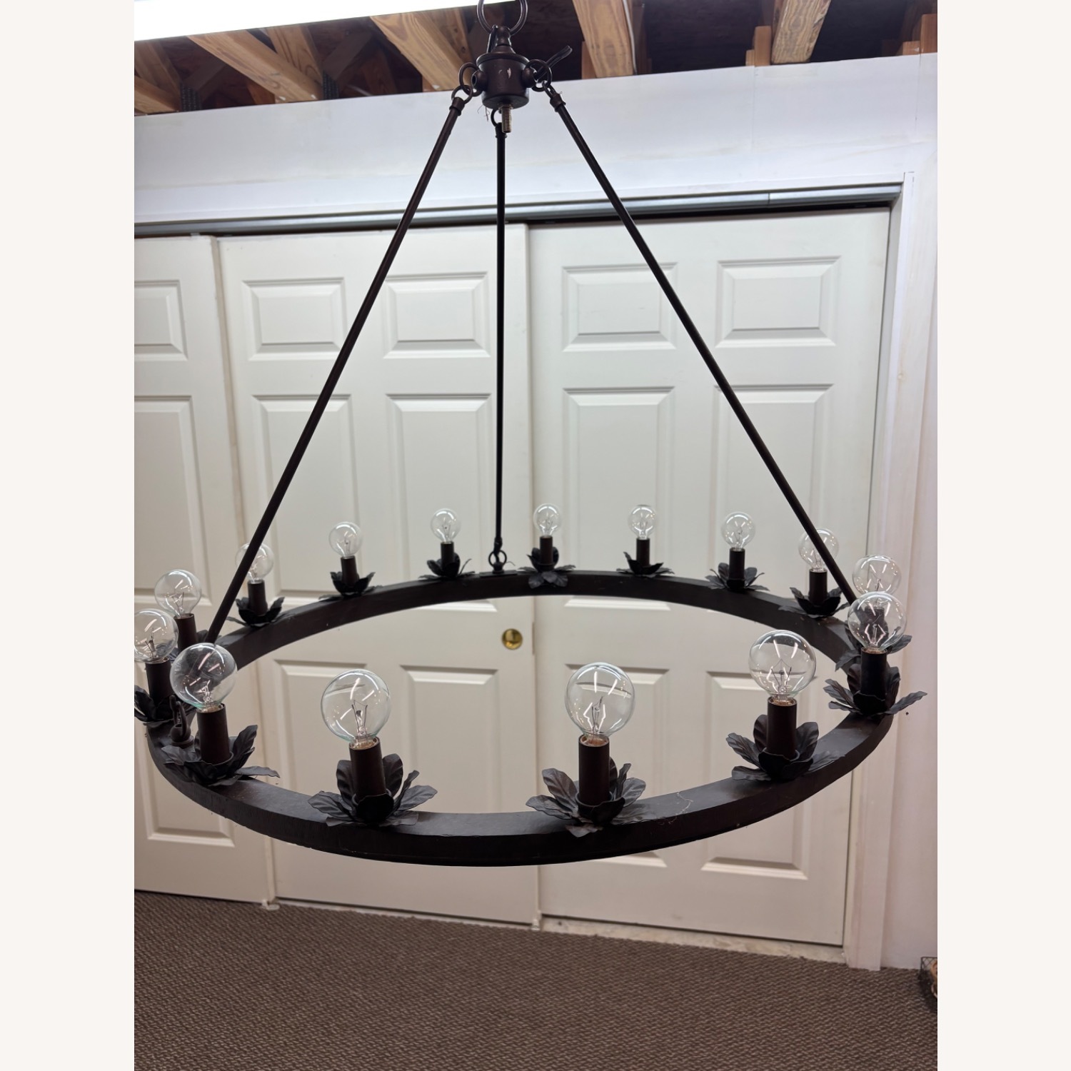 15-light Black Metal Circular Ring Chandelier  - image-4