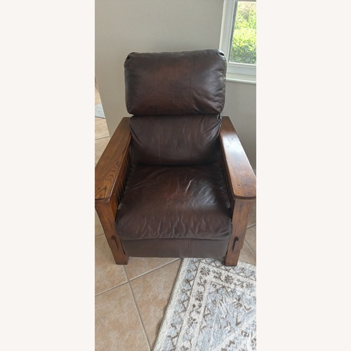Used Dark Brown Leather Armchair Recliner for sale on AptDeco