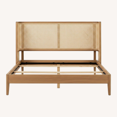 Used Four Hands Natural Wood + Rattan Queen Bed for sale on AptDeco