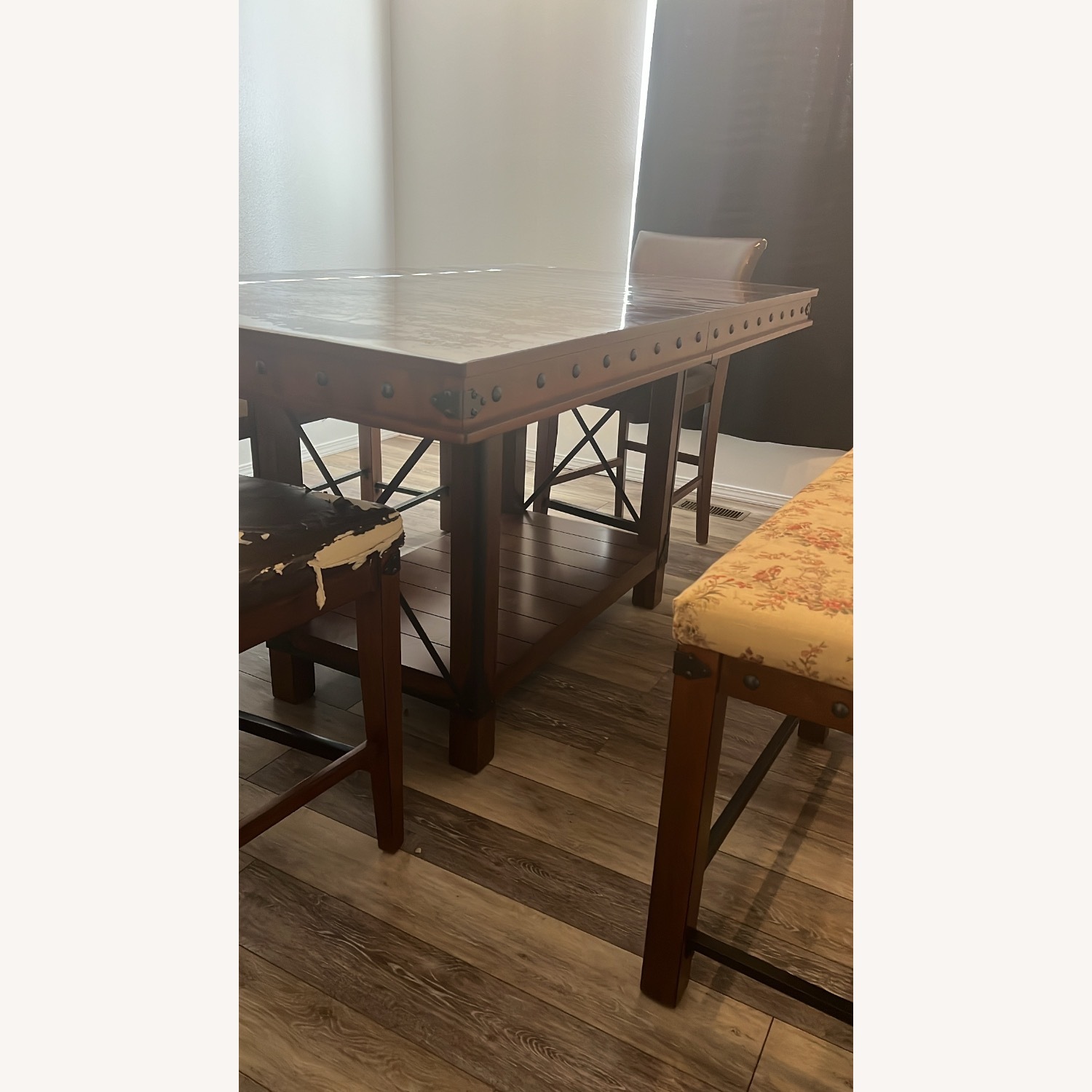 Dark Brown Wood Dining Set - image-3