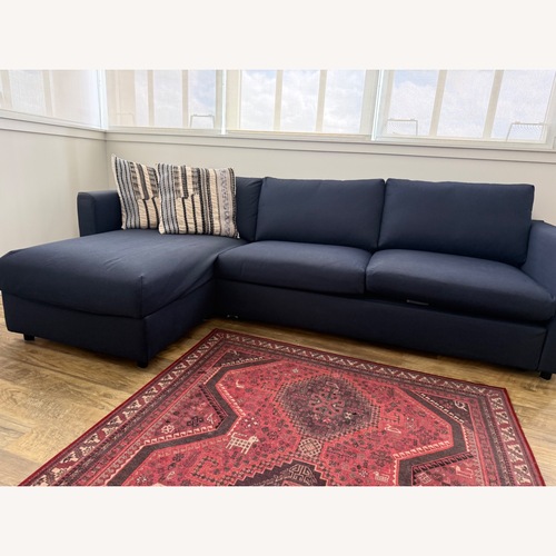 Used IKEA Finnala Dark Blue Fabric Sleeper Sofa for sale on AptDeco