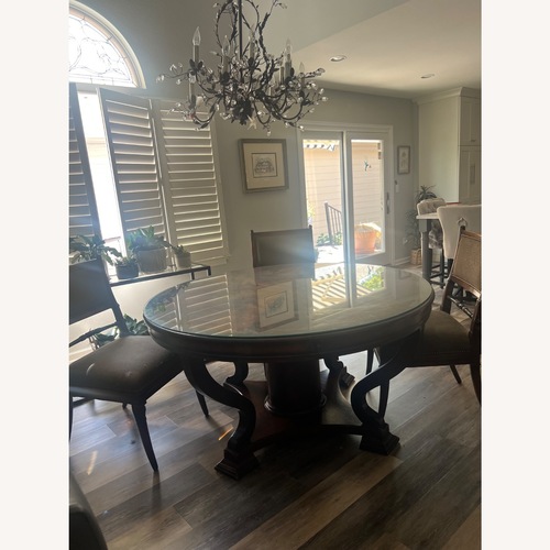 Used Hickory & White  Dark Brown Wood Dining Set for sale on AptDeco