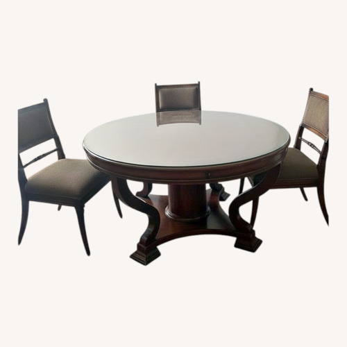 Used Hickory & White  Dark Brown Wood Dining Set for sale on AptDeco