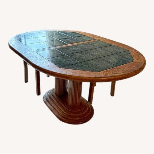 Used Green Til Topped Wood Kitchen Table for sale on AptDeco