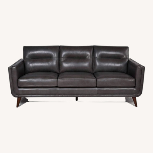 Used Bed Bath & Beyond Carson Carrington Varmlandsbro Grey Leather Sofa for sale on AptDeco