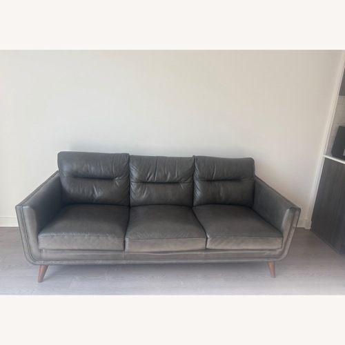 Used Bed Bath & Beyond Carson Carrington Varmlandsbro Grey Leather Sofa for sale on AptDeco