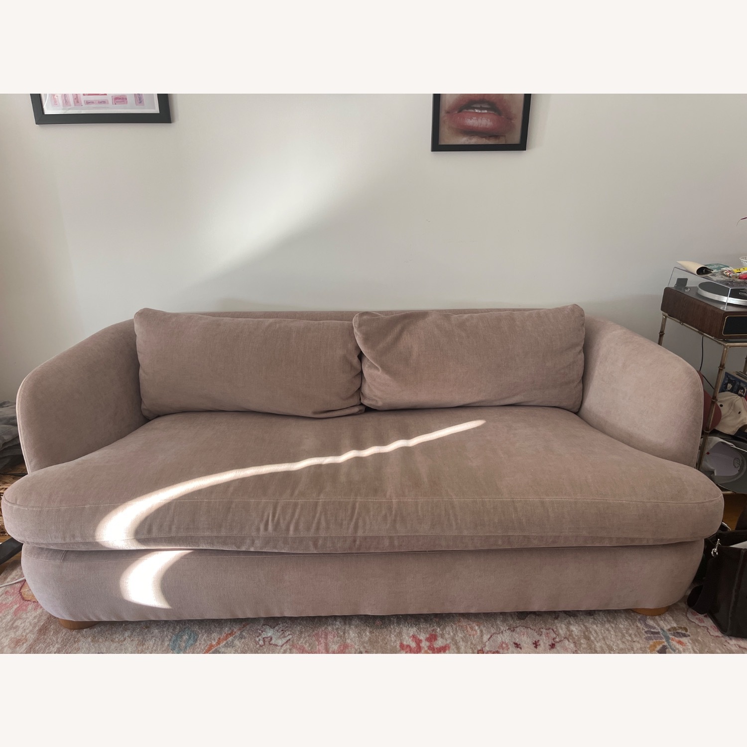 West Elm Pink 2 Seater Sofa - image-1