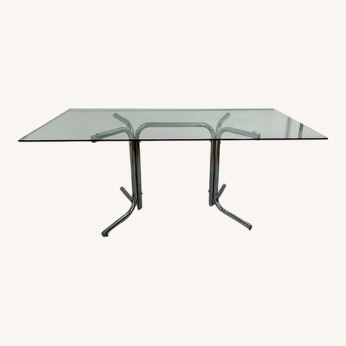 Used Vintage Chrome Dining Table Base with Glass Top for sale on AptDeco