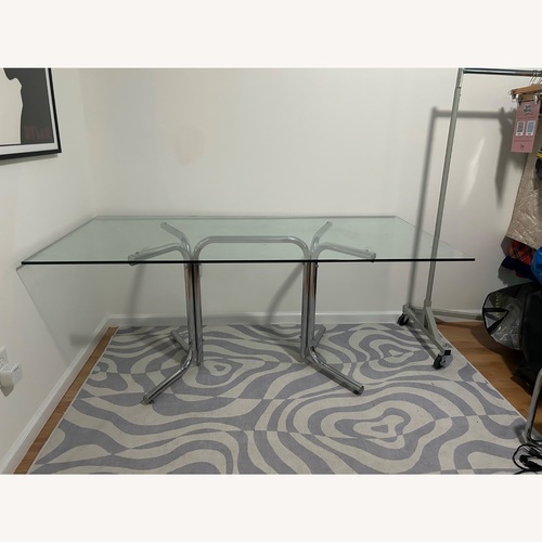 Used Vintage Chrome Dining Table Base with Glass Top for sale on AptDeco
