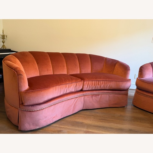 Used Swaim Monroe Sofa, Salmon Mohair Fabric  for sale on AptDeco