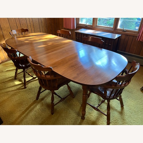 Used Dining Room Set – 6 Chairs, 3 Leaves & Table Pads for sale on AptDeco