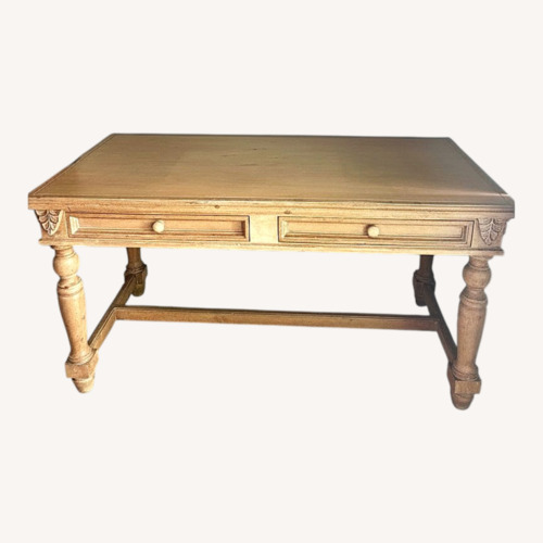 Used Rustic Natural Wood Dining Table Desk w Drawers for sale on AptDeco