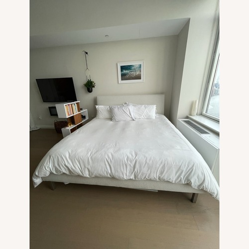 Used Room & Board Ella Natural Stainless Steel King Bed for sale on AptDeco