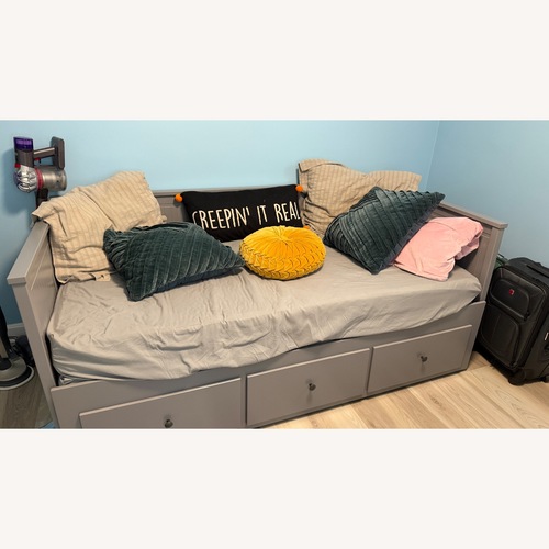 Used IKEA HEMNES Light Gray Wood Daybed for sale on AptDeco