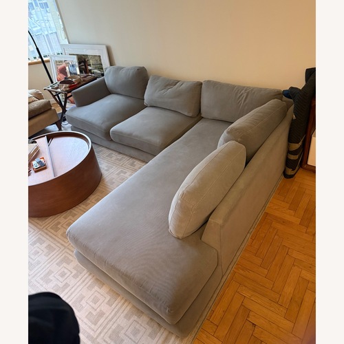 Used West Elm Haven Light Gray Fabric 2 Piece Sectional for sale on AptDeco