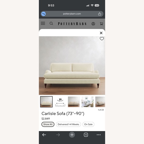 Used Pottery Barn Carlisle 80" Sofa for sale on AptDeco