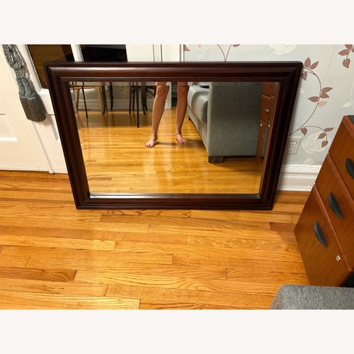 Used Dark Brown Wood Wall Mirror for sale on AptDeco