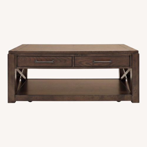 Used Raymour & Flanigan Dark Brown Lambert Rectangular Cocktail Table for sale on AptDeco