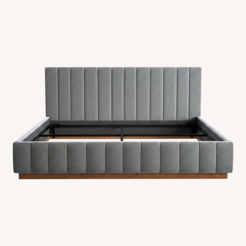 Used CB2 Forte Light Gray Velvet King Bed for sale on AptDeco