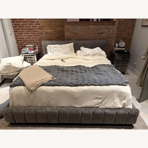 Used CB2 Forte Light Gray Velvet King Bed for sale on AptDeco