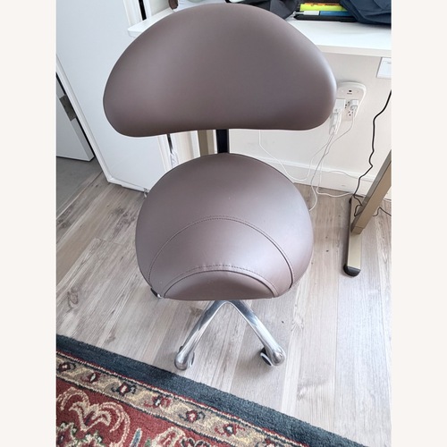 Used Dark Brown Leather Stool for sale on AptDeco