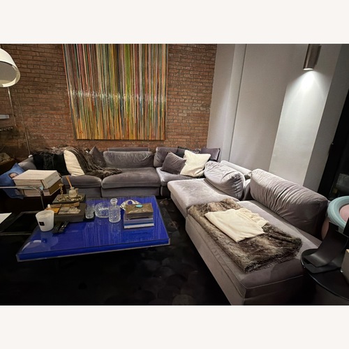 Used Rove Concepts Milo Modular Light Gray Velvet 3+ Piece Sectional for sale on AptDeco