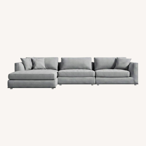 Used Rove Concepts Milo Modular Light Gray Velvet 3+ Piece Sectional for sale on AptDeco