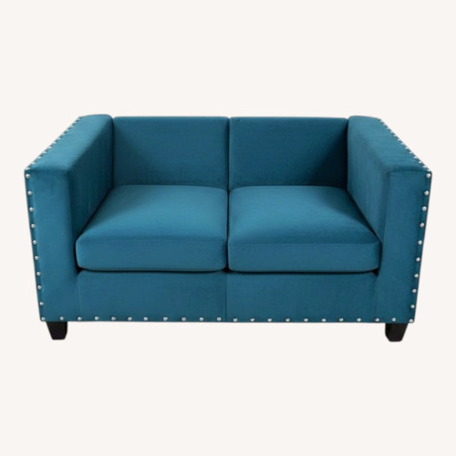 Used Vintage/Antique Blue Fabric 2 Seater Sofa for sale on AptDeco