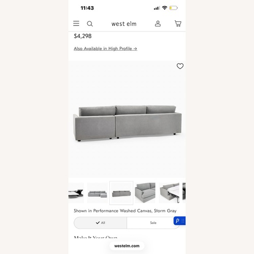 Used West Elm Harmony Modular 2-Piece Sleeper Sectional for sale on AptDeco