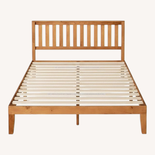 Used ZINUS Natural Wood Queen Bed for sale on AptDeco