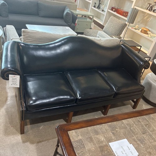 Used High Camelback Leather w Nailhead Trim Sofa for sale on AptDeco