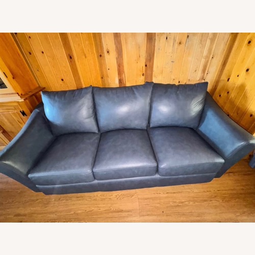 Used Omnia Denver Lux Blue Leather 3+ Seater Sofa for sale on AptDeco