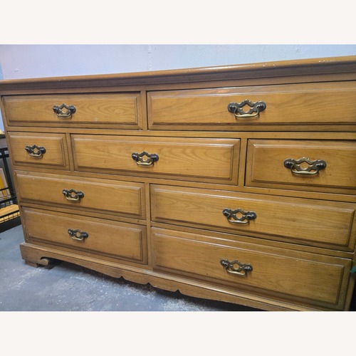 Used Dresser With Brass Handles and 9 Drawers for sale on AptDeco
