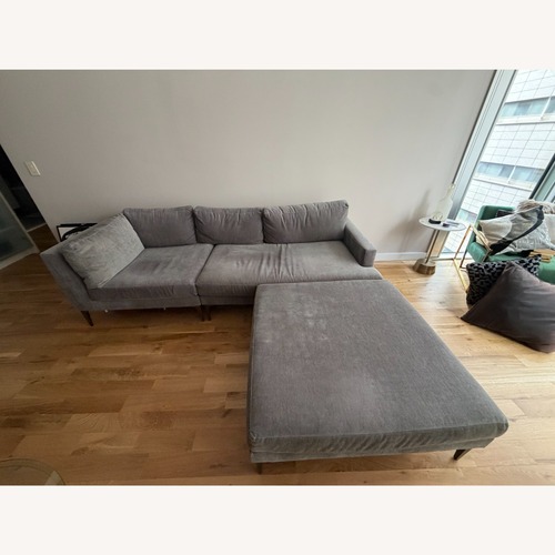 Used West Elm Andes Light Gray Velvet 3+ Piece Sectional for sale on AptDeco