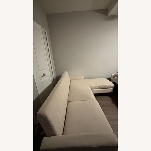 Used Beige Linen 2 Piece Sectional for sale on AptDeco
