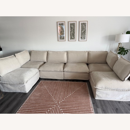 Used Anabei Oatmeal Fabric 6 Piece Sectional for sale on AptDeco