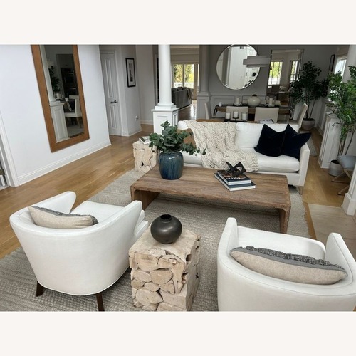 Used Pair of Meredith Baer Home Modern White Lounge Armchairs for sale on AptDeco