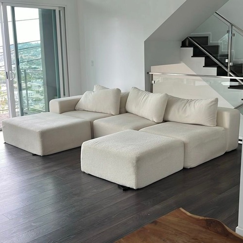 Used Diorama Cream Sectional Sofa with Modular Ottomans for sale on AptDeco