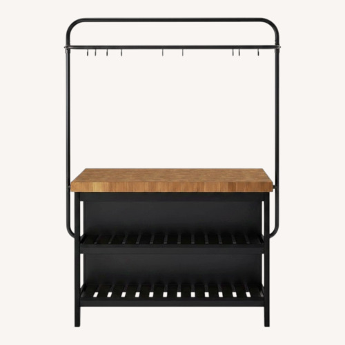 Used IKEA VADHOLMA Black Wood Kitchen Island & Chairs for sale on AptDeco