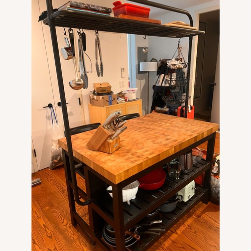 Used IKEA VADHOLMA Black Wood Kitchen Island & Chairs for sale on AptDeco