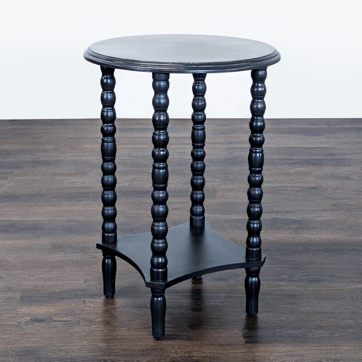 Wood Spindle Leg Plant Stand with Shelf	 - image-4
