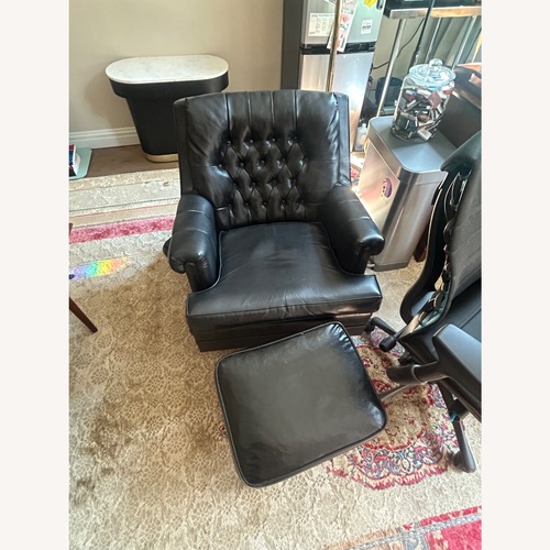 Used Vintage Armchair w Adjustable Foot Stool for sale on AptDeco