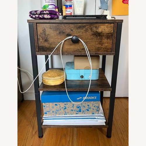 Used Amazon Hoctieon Dark Brown Wood Side Table for sale on AptDeco