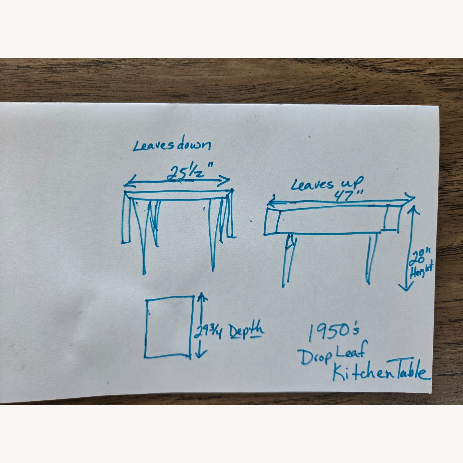 Authentic 1950's Drop Leaf Table - image-8